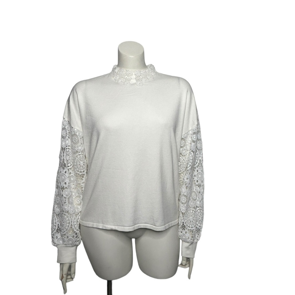 Belldini Top Off White / White Lace Long Sleeve Women's XL New - Picture 5 of 16
